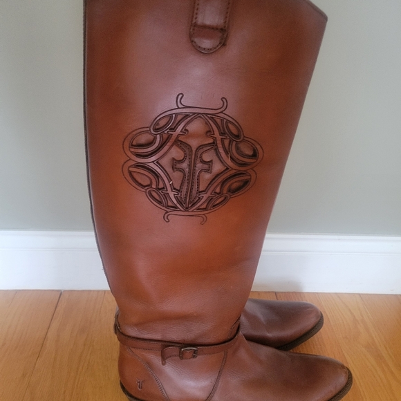 FRYE Riding Monogram High Pull On Boots in Cognac Size 11B - Picture 4 of 7
